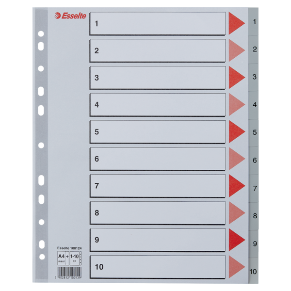 Register PP A4 maxi 1-10 grå