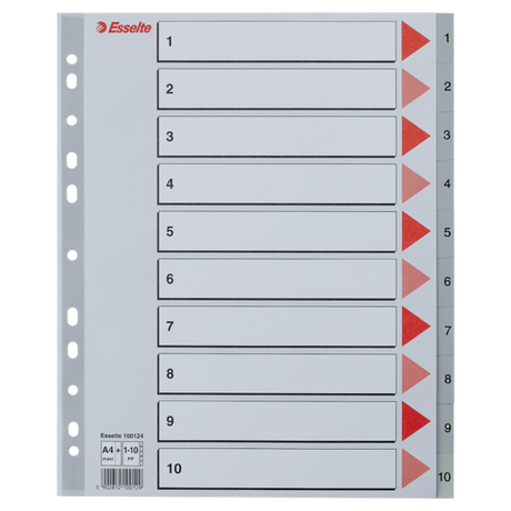 Register PP A4 maxi 1-10 grå