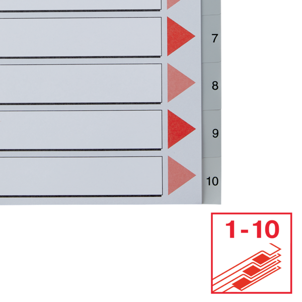 Register PP A4 maxi 1-10 grå