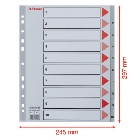 Register PP A4 maxi 1-10 grå
