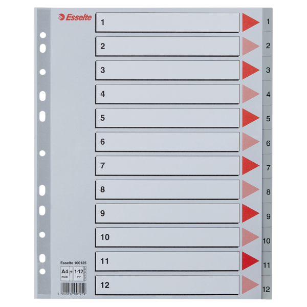 Register PP A4 maxi 1-12 grå