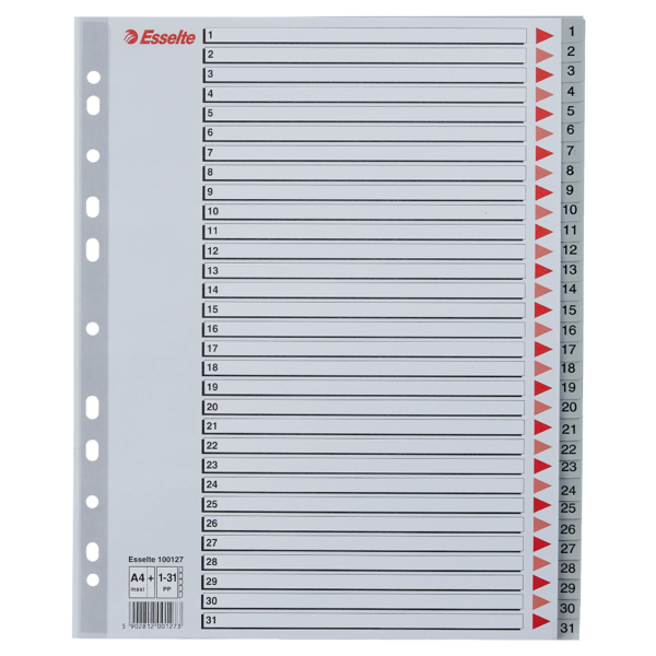 Register PP A4 maxi 1-31 grå