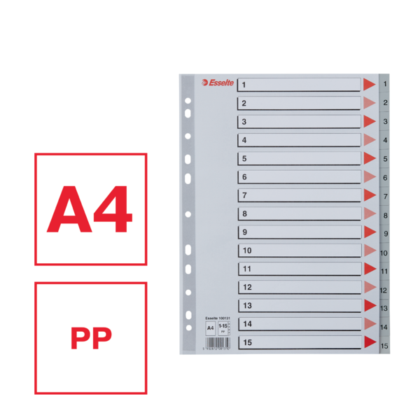 Register PP A4 1-15 grå