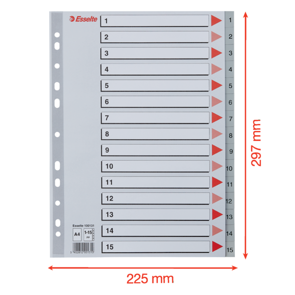 Register PP A4 1-15 grå