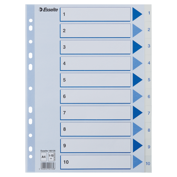 Register PP A4 1-10 hvid