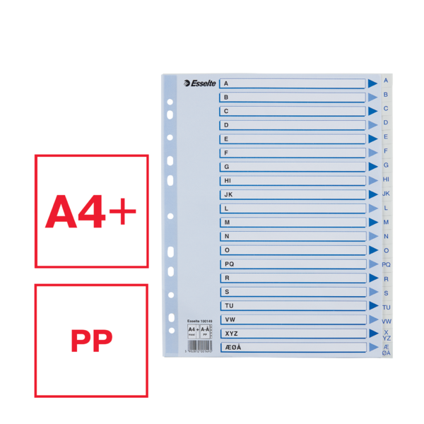 Register PP A4 Maxi A-Å hvid