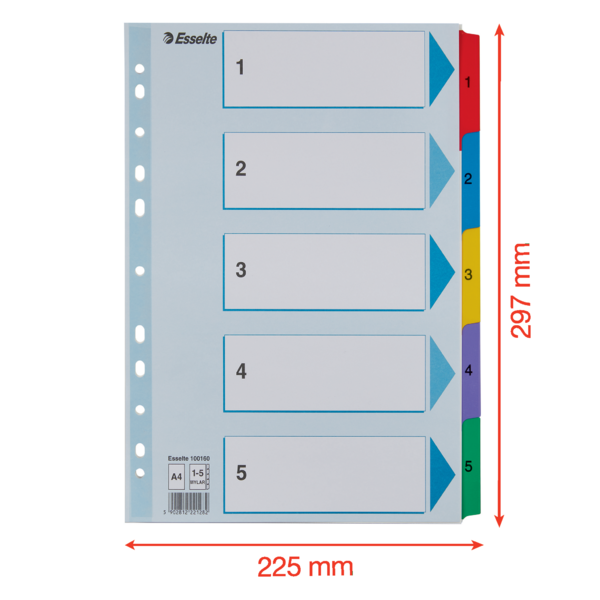 Register Mylar karton A4 1-5