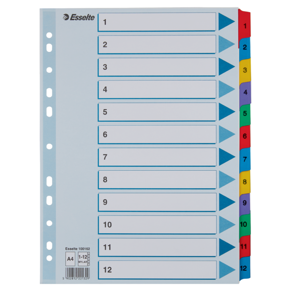 Register Mylar karton A4 1-12