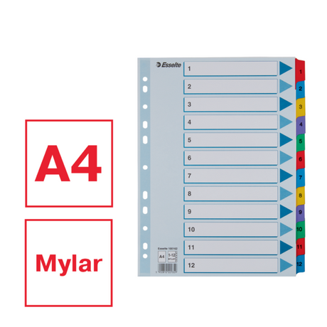 Register Mylar karton A4 1-12