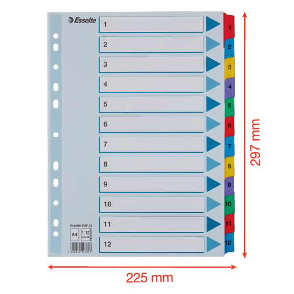 Register Mylar karton A4 1-12