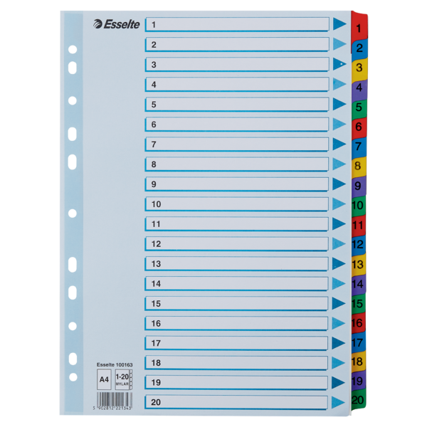 Register Mylar karton A4 1-20