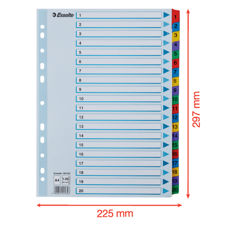 Register Mylar karton A4 1-20