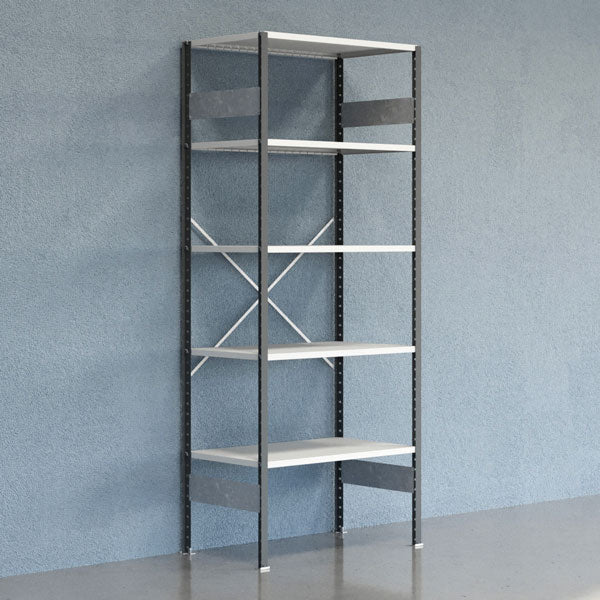 Lagerreol V06 Startsektion 2500x600 mm Åben / 7035 – image 1