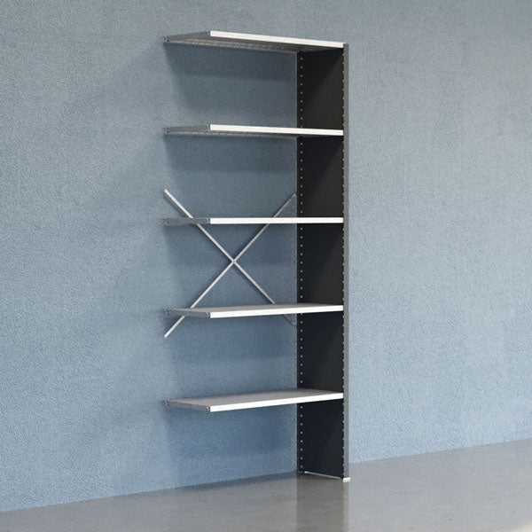 GBP Lagerreol V06 Følgesektion 2500x400 mm Lukket / Galv – Lagerreoler