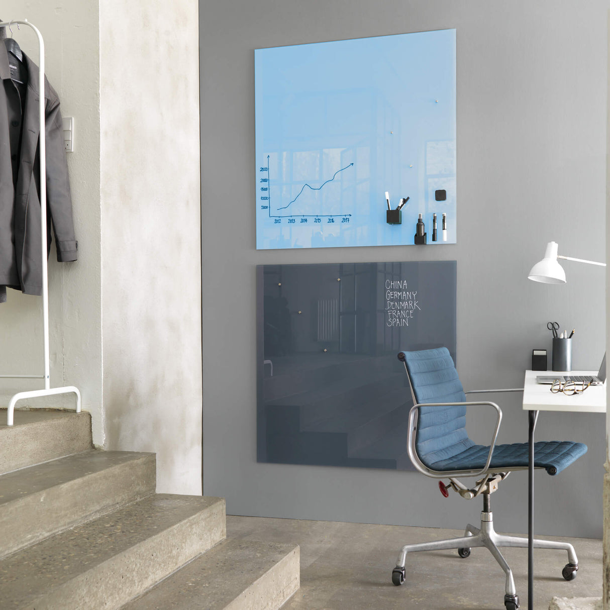Naga A/S 100 x 100 cm. Lyseblå Magnetisk glastavle – Glastavler (billede 3)