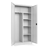 Kontorskab/Opbevaringskab i stål med hængslede døre 1 lang hylde, 3 korte hylder, garderobestang (BxDxH) 1000 x 435 x 1990 mm – image 1