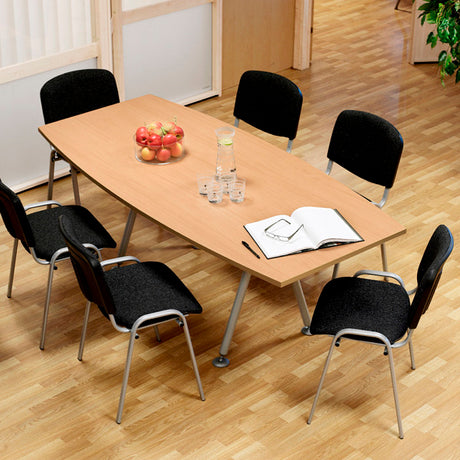 Ergoff Konferencebord Consensus, Bøg 2000x900 mm bådformet, Alugrå understel – Konferenceborde (billede 1)