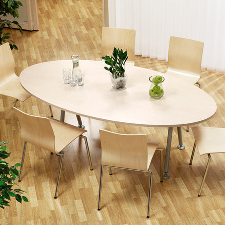 Ergoff Konferencebord Consensus, Birk 2000x1200 mm oval, Alugrå understel – Konferenceborde (billede 1)