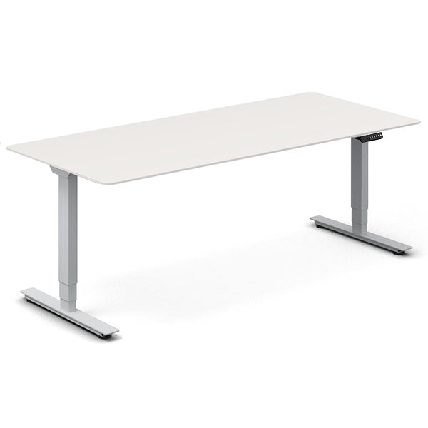 Hæve-sænkebord, Hvid 2000x800 mm 2-ben/Alugrå – image 1