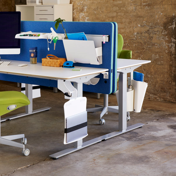 Hæve-sænkebord, Hvid 2000x800 mm 2-ben/Alugrå – image 5