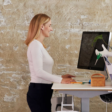 Hæve-sænkebord, Hvid 2000x800 mm 2-ben/Alugrå – image 6