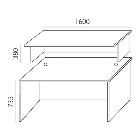 Reception Ekoflex underdel, Hvid Bredde 1600 mm | Reception Ekoflex underdel, Hvid Bredde 1600 mm  | Officely