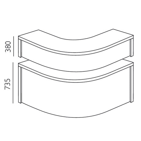 Reception Ekoflex underdel hjørne, Hvid 1300x1300 mm | Reception Ekoflex underdel hjørne, Hvid 1300x1300 mm  | Officely