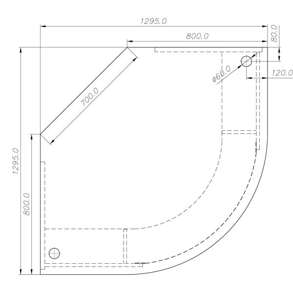 Reception Ekoflex underdel hjørne, Hvid 1300x1300 mm | Reception Ekoflex underdel hjørne, Hvid 1300x1300 mm  | Officely