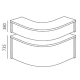Reception Ekoflex overdel hjørne, Hvid 1300x1300 mm