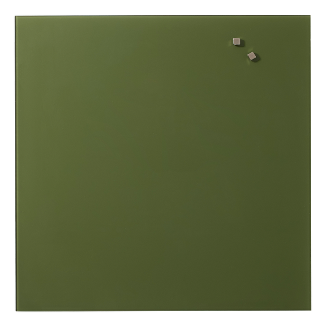 45 x 45 cm. Mørkegrøn Magnetisk Glastavle