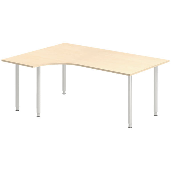 Ergoff Skrivebord DNA, Birk 1800x1200 mm Venstre I-ben/Alugrå – Skriveborde (billede 1)