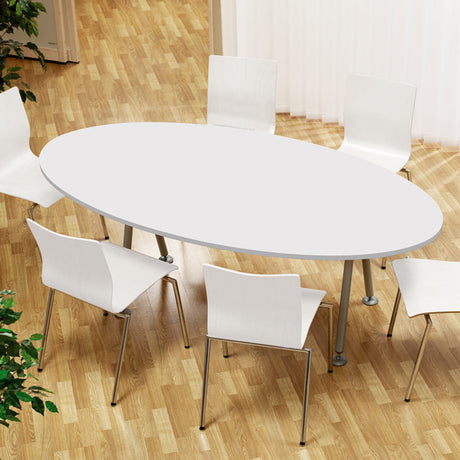 Konferencebord Consensus, Hvid 2000x1200 mm oval, Alugrå understel – image 1