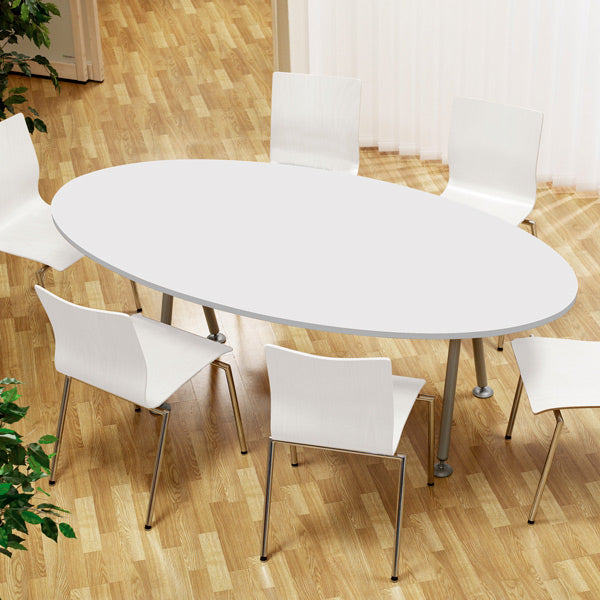 Ergoff Konferencebord Consensus, Hvid 2000x1200 mm oval, Alugrå understel – Konferenceborde (billede 1)