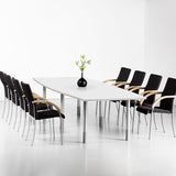 Ergoff Konferencebord Consensus, Hvid 2800x1000 mm bådformet, Alugrå understel – Konferenceborde (billede 1)