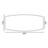 Konferencebord Consensus, Hvid 2800x1000 mm bådformet, Alugrå understel – image 2