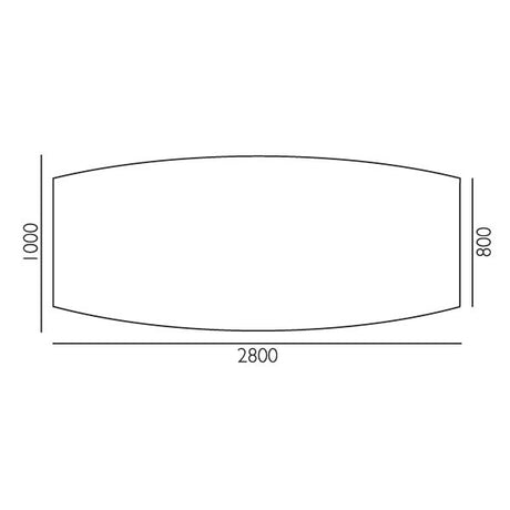 Konferencebord Consensus, Hvid 2800x1000 mm bådformet, Alugrå understel – image 2
