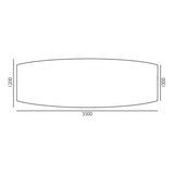 Konferencebord Consensus, Hvid 3500x1200 mm bådformet, Alugrå understel – image 2