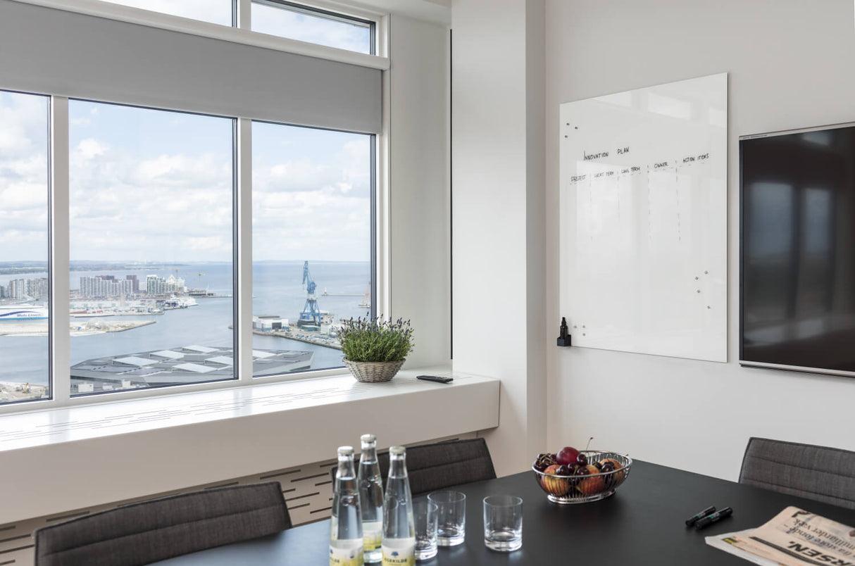 150 x 120 cm. PURE White Magnetisk Glastavle