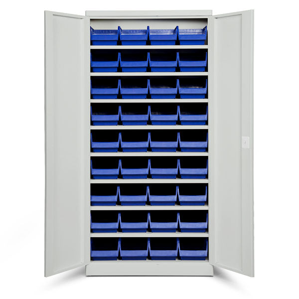 Opbevaringsskab ASPB Mod1 1980x980x570 Lysegrå dør Blå kasse – image 1