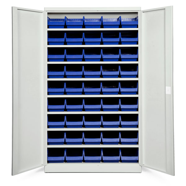 Opbevaringsskab ASPB Mod1 1980x1200x570 Lysegrå dør Blå kasse – image 1
