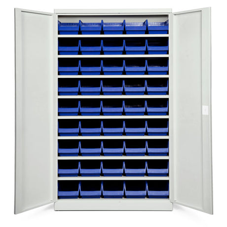 Opbevaringsskab ASPB Mod1 1980x1200x570 Lysegrå dør Blå kasse – image 1