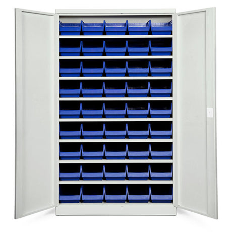 Opbevaringsskab ASPB Mod1 1980x1200x670 Lysegrå dør Blå kasse – image 1