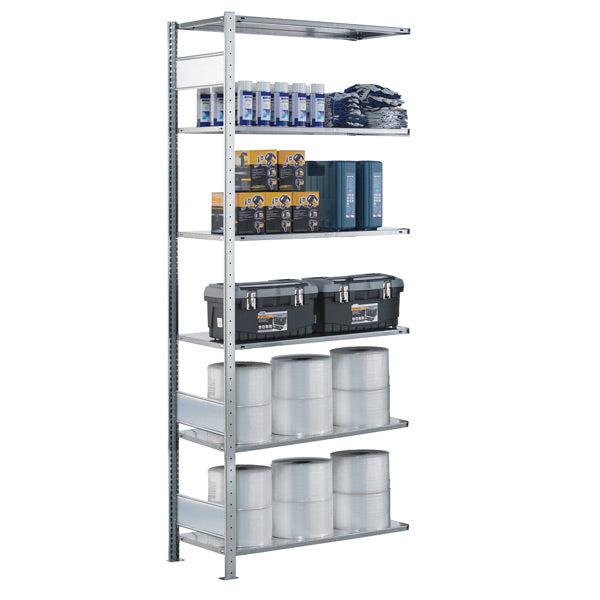 Følgesektion Boltless lagerreol, bjælker 2500x1000x400 150 kg/hylde – image 2