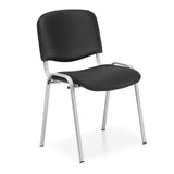 Konferencestol Iso, sort skindimitation med alugrå stoleben – image 1