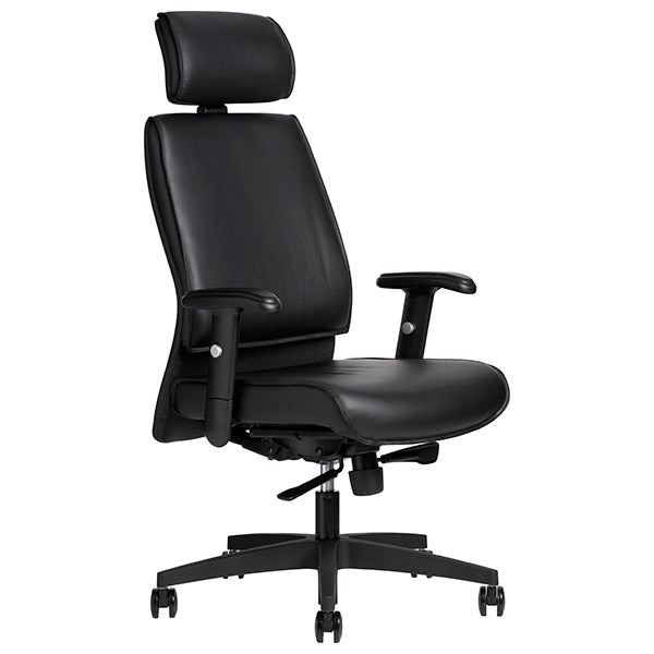 Kontorstol AS6002, Sort skind med armlæn – image 5