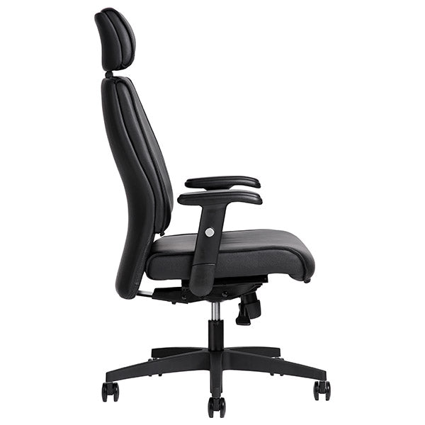 Kontorstol AS6002, Sort skind med armlæn – image 2