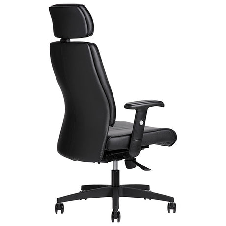 Kontorstol AS6002, Sort skind med armlæn – image 3