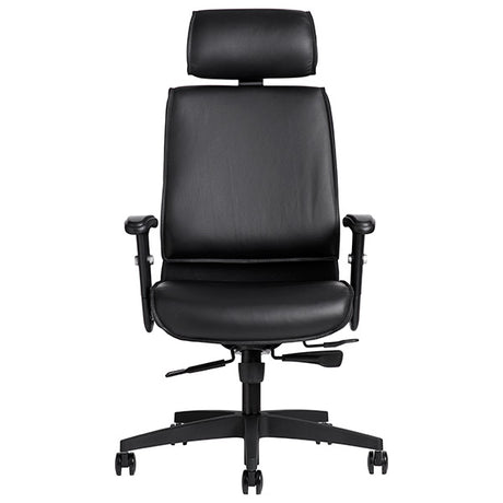 Kontorstol AS6002, Sort skind med armlæn – image 4