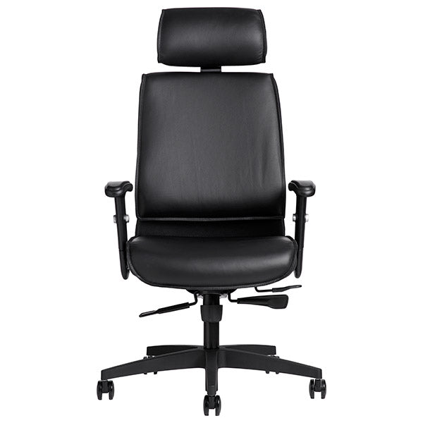 Kontorstol AS6002, Sort skind med armlæn – image 8