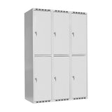 Garderobeskab SMG 2-delt 3x400 mm med lige tag, lys grå døre og cylinderlås